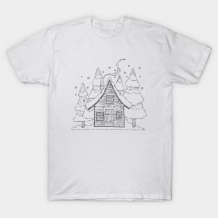 Snowy Lodge and some Trees T-Shirt